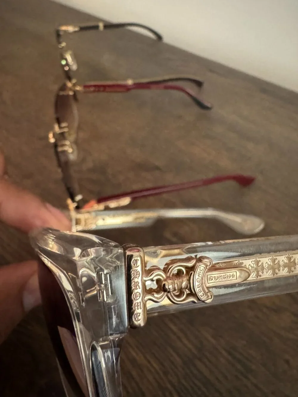 DESIGNER SUNGLASSES: CHROME HEARTS WITH CUSTOM PURPLE TINTED ANTI-GLARE LENSES